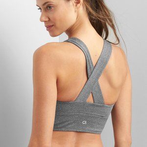 GAP Medium Impact Crossback Sports Bra | Grey Size Small
